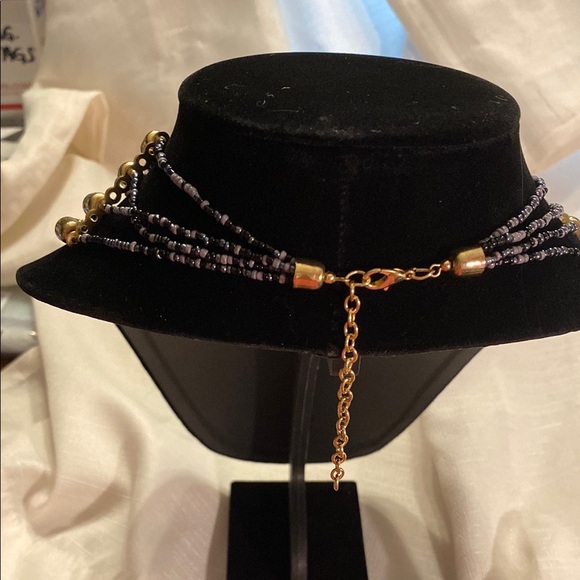 NWOT - Black and Gray Micro-beaded Multi-Strand Necklace- 24" - Picture 2 of 5